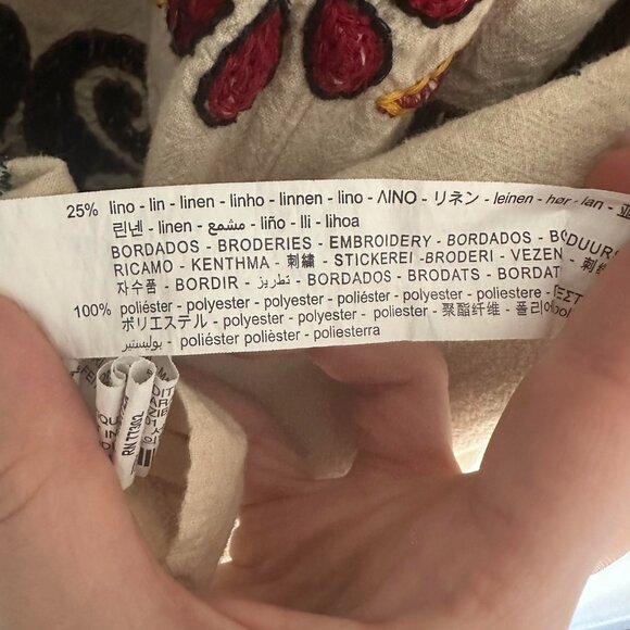 Zara Romy Tunic Mini Dress Embroidered Floral Linen Blend Boho - XS - Picture 7 of 10